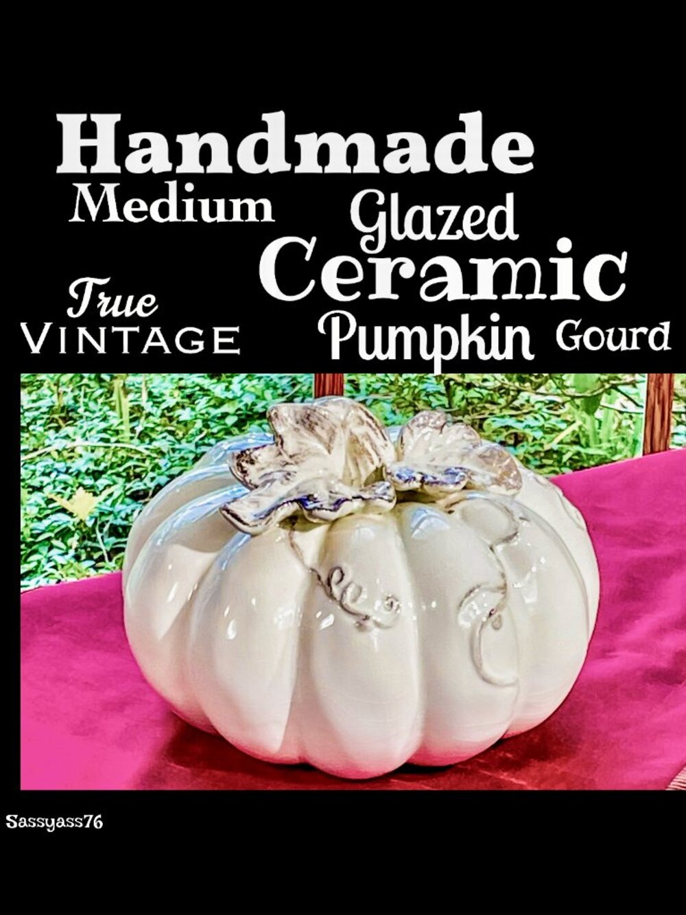 ▪️VTG▪️HANDMADE▪️80's 90's Crackle Glazed Ceramic Pumpkin Gourd Centerpiece Acct